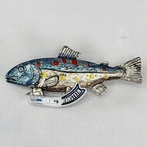Neuschwanstein Germany Rainbow Trout Fish Enamel Vintage Pin Rare Fishing Retro‎